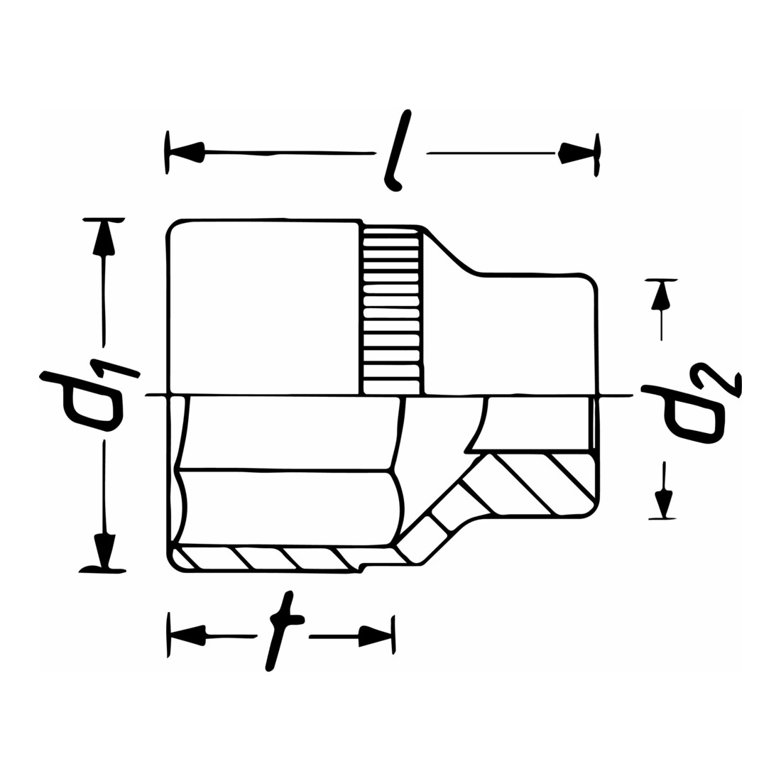 HAZET TX Steckschlüssel-Einsatz 880LG-E14 E14 Vierkant hohl 10 mm (3/8")