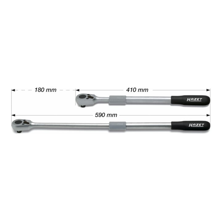 HAZET Umschaltknarre, ausziehbar 916LG Vierkant massiv 12,5 mm (1/2 Zoll)