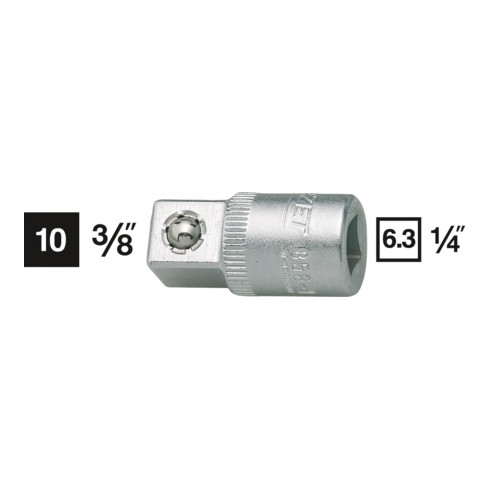 HAZET Vergrotingsstuk 858-1 ∙ Vierkant hol 6,3 mm (1/4 inch) ∙ Vierkant massief 10 mm (3/8 inch)