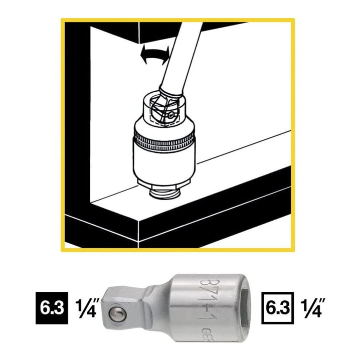 HAZET Verlängerung, schwenkbar 871-1 Vierkant hohl 6,3 mm (1/4 Zoll) Vierkant massiv 6,3 mm (1/4 Zoll)