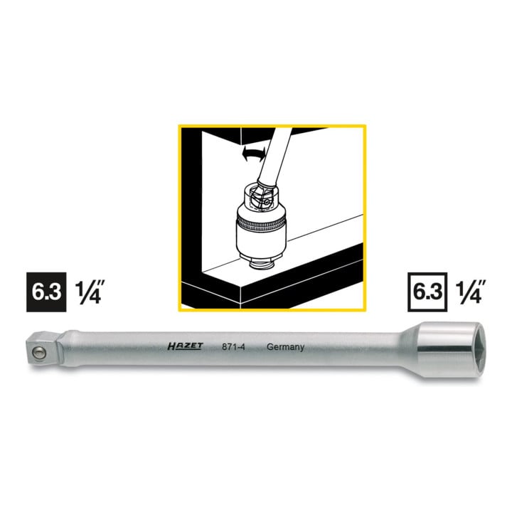 HAZET Verlengstuk ∙ scharnierbaar 871-4 ∙ Vierkant hol 6,3 mm (1/4 inch) ∙ Vierkant massief 6,3 mm (1/4 inch)