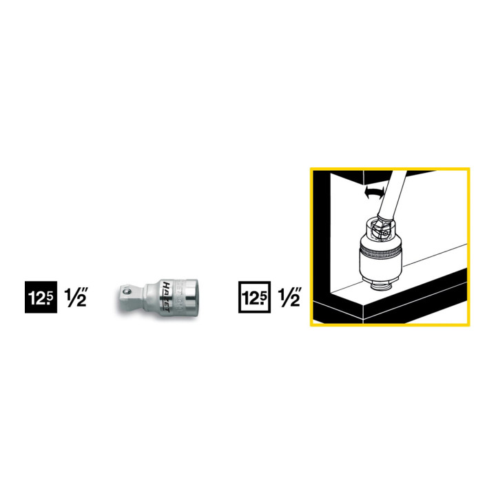 HAZET Verlengstuk ∙ scharnierbaar 919-1 ∙ Vierkant hol 12,5 mm (1/2 inch) ∙ Vierkant massief 12,5 mm (1/2 inch)