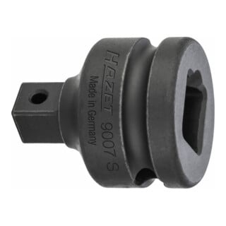 HAZET Verloopstuk 9007S ∙ Vierkant hol 12,5 mm (1/2 inch) ∙ Vierkant massief 10 mm (3/8 inch)