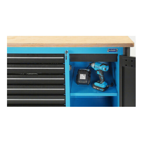 HAZET Werkbank, fahrbar Assistent 179NW, Sortiment 179NW-7/210, 210-teilig, Schubladen, flach: 6 x 81 x 522 x 398 mm, Schubladen, hoch: 1 x 166 x 522 x 398 mm