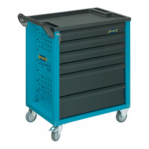 HAZET Werkstattwagen Assistent 176N-7, einzeln 176N-7, L x B x H: 780 mm x 500 mm x 1018 mm, Schubladen, flach: 5× 81 x 522 x 348 mm, Schubladen, hoch: 2× 166 x 522 x 348 mm