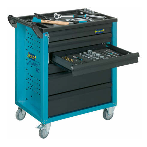 HAZET Werkstattwagen Assistent 176N-7, einzeln 176N-7, L x B x H: 780 mm x 500 mm x 1018 mm, Schubladen, flach: 5× 81 x 522 x 348 mm, Schubladen, hoch: 2× 166 x 522 x 348 mm