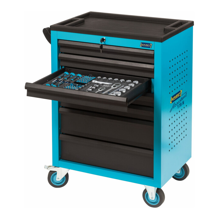HAZET Werkstattwagen Assistent 178N-7 Schubladen flach: 5 x 80 x 527 x 348 mm Schubladen hoch: 2 x 165 x 527 x 348 mm