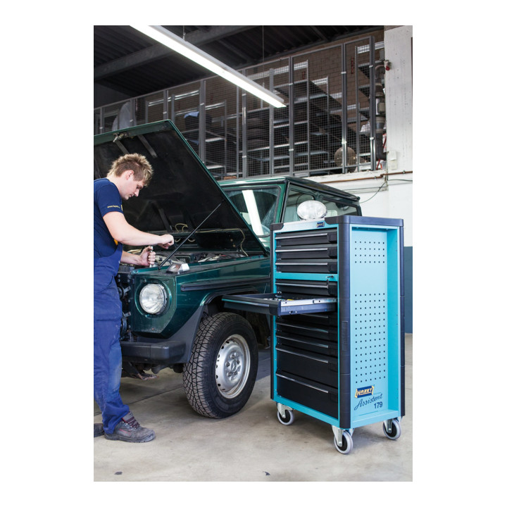 HAZET Werkstattwagen Assistent 179-10 Schubladen flach: 8 x 80 x 527 x 398 mm Schubladen hoch: 2 x 165 x 527 x 398 mm