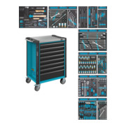 HAZET Werkstattwagen Assistent 179NX-8/244 Schubladen flach: 7 x 81 x 522 x 398 mm Schubladen hoch: 1 x 166 x 522 x 398 mm 244 teilig