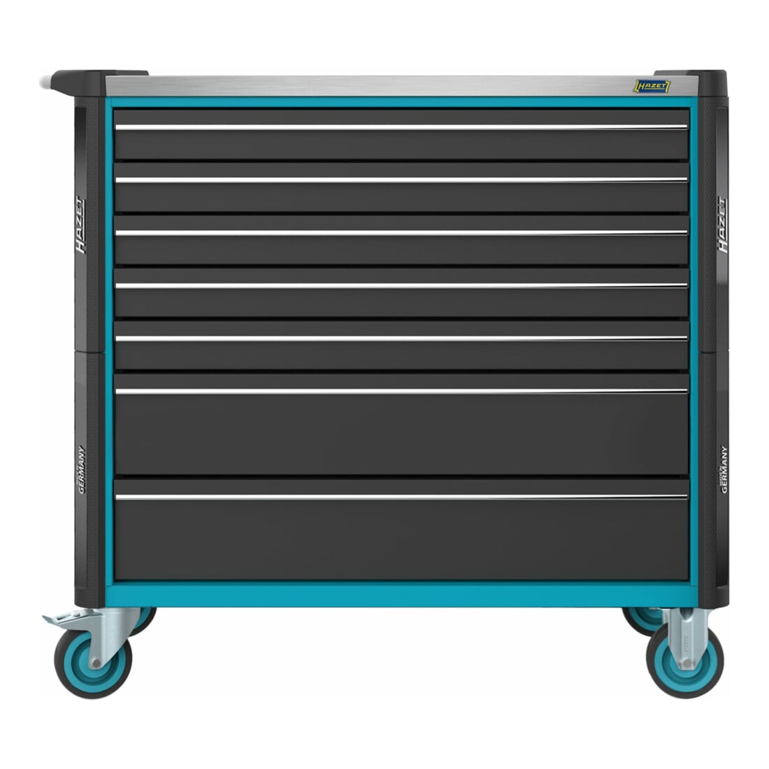 HAZET Werkstattwagen Assistent 179NXXL-7/342 Schubladen, flach: 5 x 81 x 870 x 398 mm Schubladen, hoch: 2 x 166 x 870 x 398 mm Anzahl Werkzeuge: 342