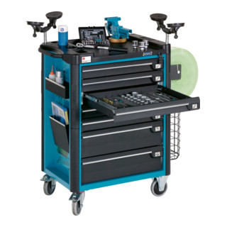 HAZET Werkstattwagen Assistent mit Sortiment 179-8-2700-163/296 Schubladen flach: 7 x 80 x 527 x 398 mm Schubladen hoch: 1 x 165 x 527 x 398 mm Anzahl Werkzeuge: 296