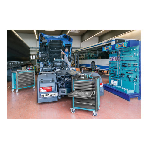 HAZET Werkstattwagen Assistent mit Sortiment 179-8-2700-163/296 Schubladen flach: 7 x 80 x 527 x 398 mm Schubladen hoch: 1 x 165 x 527 x 398 mm Anzahl Werkzeuge: 296
