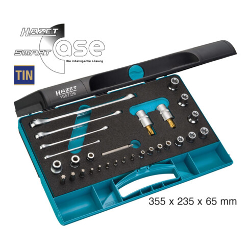 HAZET Werkzeug-Satz TORX 1557/29 Vierkant hohl 6,3 mm (1/4 Zoll), Vierkant hohl 10 mm (3/8 Zoll), Vierkant hohl 12,5 mm (1/2 Zoll) Außen TORX Profil, Tamper Resistant TORX Profil, Innen TORX Profil Anzahl Werkz
