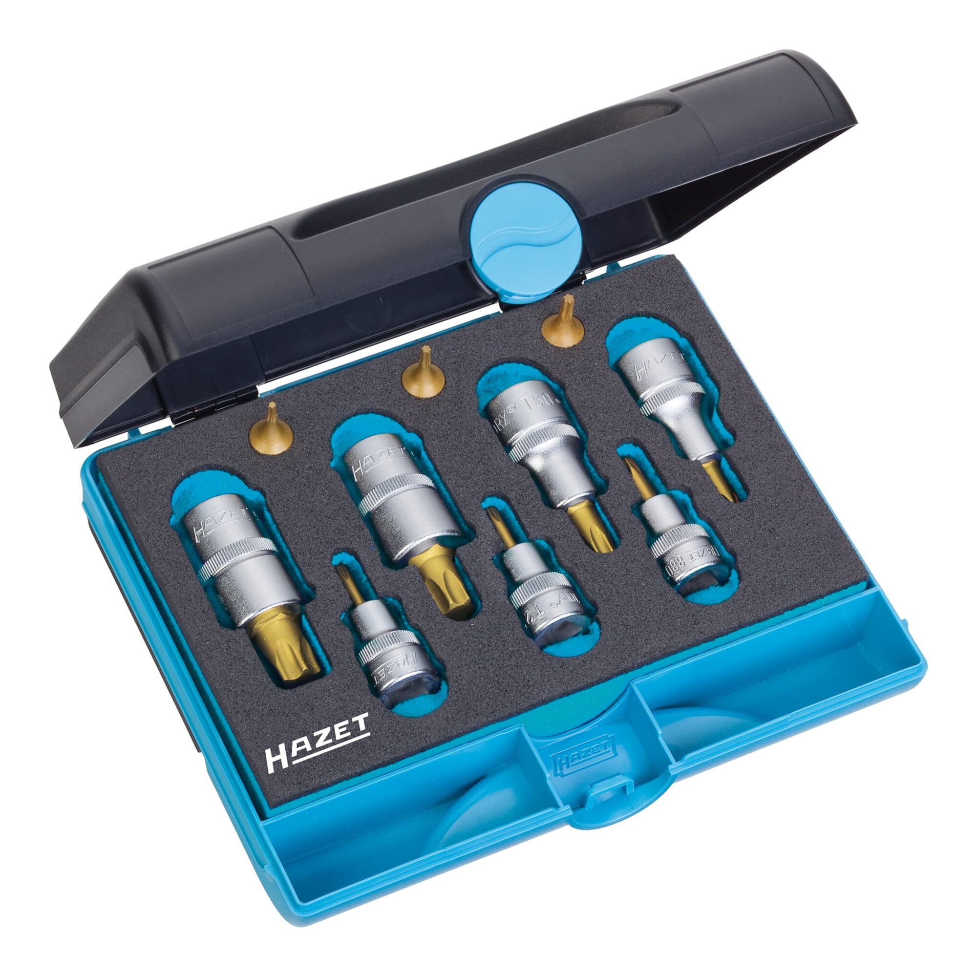 HAZET Werkzeug-Satz TX 1557/10 Vierkant hohl 6,3 mm (1/4 Zoll), Vierkant hohl 10 mm (3/8 Zoll), Vierkant hohl 12,5 mm (1/2 Zoll) Innen TX Profil Anzah