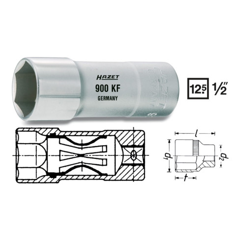 HAZET Zündkerzen Stecknuss 1/2" Sechskant