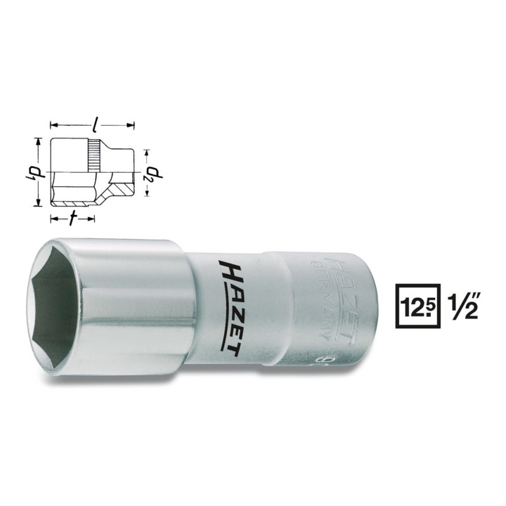 HAZET Zündkerzen Stecknuss 1/2" Sechskant lang