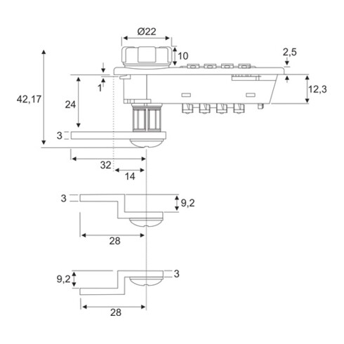 Hebelschloss-Set KICCO S re.12,5-22mm m.Zahlencode BMB