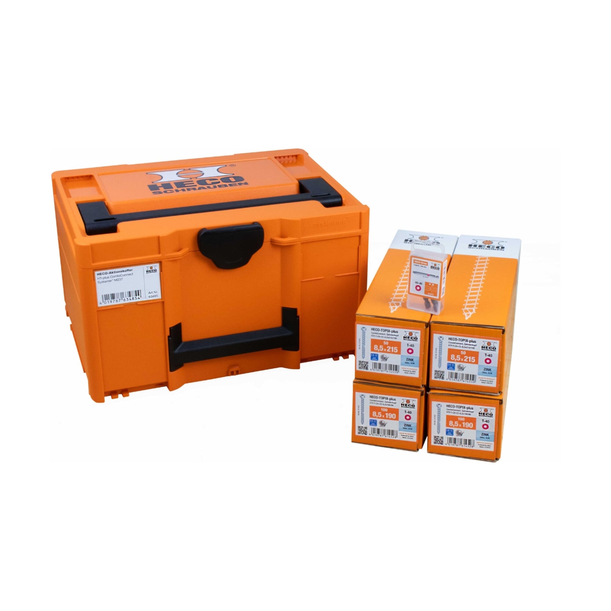 HECO Aktionskoffer "CombiConnect", HT-plus CombiConnect 8,5 x 190, HT-plus CombiConnect 8,5 x 215, Langbits HD-40 70mm, in Systainer3 M237