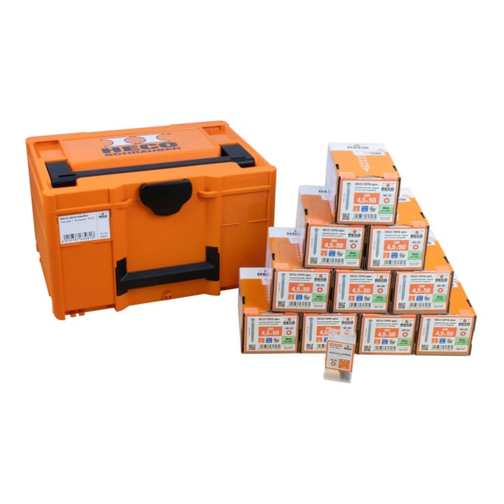 HECO Aktionskoffer "Fassade 1", HT-plus Fassadenschraube A2 4,5 x 50, Langbits HD-20 70mm, in Systainer3 M237