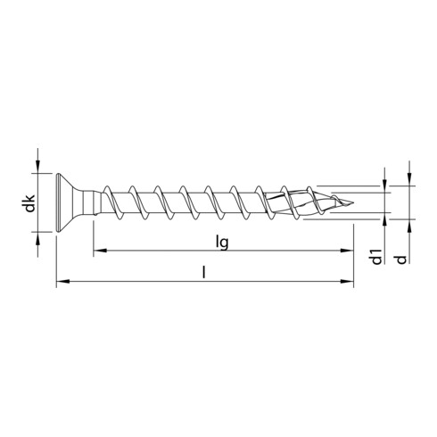 Heco Beschlagschraube TOPIX-plus 4,5 x 40, Senkkopf, HECO-Drive, Variables Vollgewinde, verzinkt blau, A3K