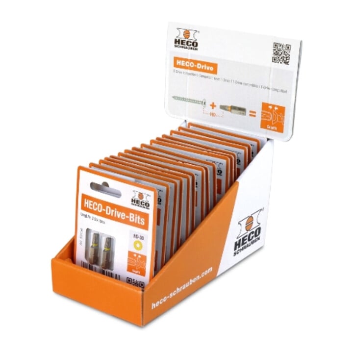 HECO Blister-Tray, HD-30, gelb, 15 Blister mit jeweils 2 Bits