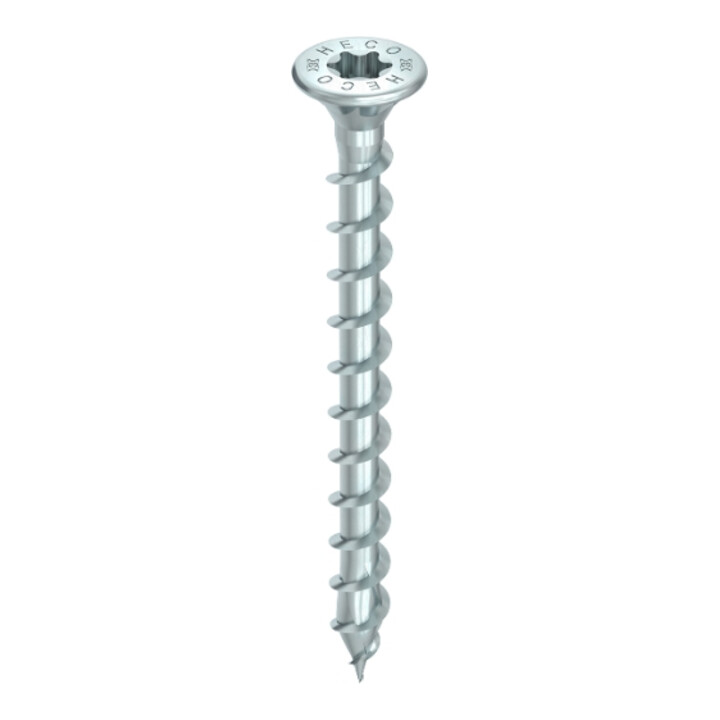 HECO HECO-TOPIX-plus bevestigingsschroef, verzonken kop met freesgroeven, T-Drive, volledig draad, blauw verzinkt, A3K