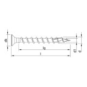 HECO HECO-TOPIX-plus bevestigingsschroef 4,5 x 40, verzonken kop, Pozi-Drive, variabel volledig schroefdraad, verzinkt blauw, A3K-2