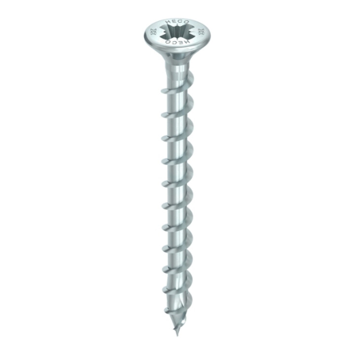 HECO-TOPIX-plus Vite per ferramenta, testa svasata con tasche fresate, Pozi-Drive, filettatura completa, zincata blu, A3K