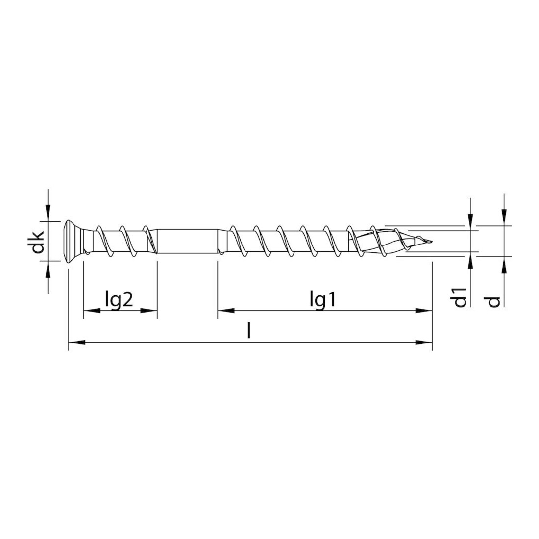 HECO HTP Vis de terrasse 5,0 x 70 A2 tête fraisée bombée HD UK KB