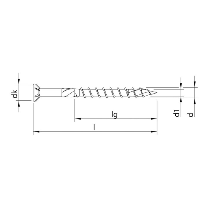 HECO HTP Vis terrasse 5,0 x 80 A2 tête fraisée HD TG HP