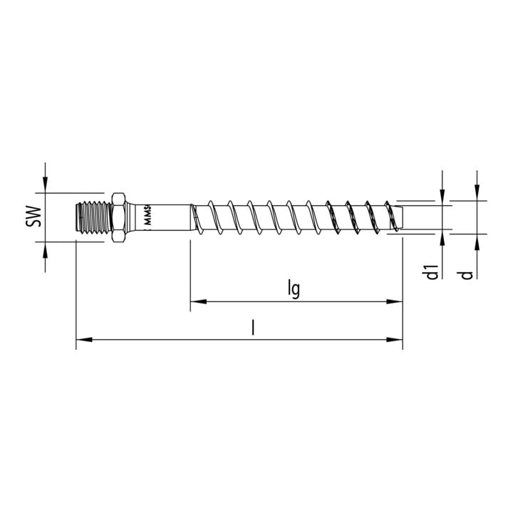 Heco MULTI-MONTI-plus ST 6,0 x 65 Stockanker Sechskant A2K