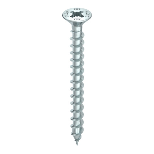 HECO Senkkopf TOPIX-plus 4,0 x 40 mit Frästaschen, Pozi-Drive, Variables Vollgewinde, verzinkt blau, A3K