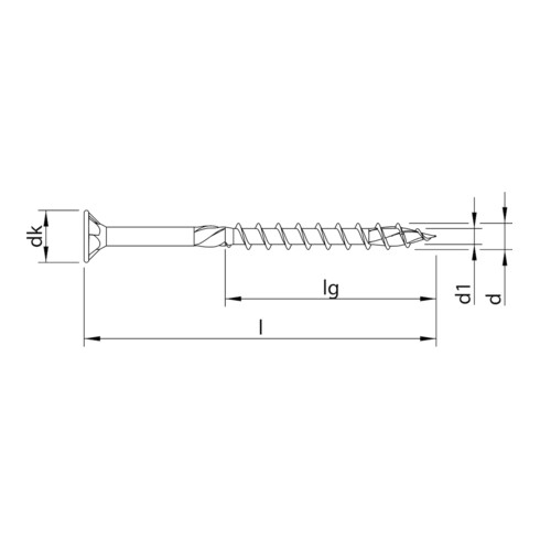 HECO Senkkopf TOPIX-plus 4,5 x 45 mit Frästaschen, HECO-Drive, HD-25, Teilgewinde, verzinkt blau, A3K