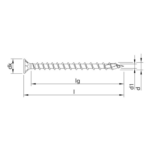 HECO Senkkopf TOPIX-plus 4,5 x 60 mit Frästaschen, HECO-Drive, HD-25, Variables Vollgewinde, verzinkt blau, A3K