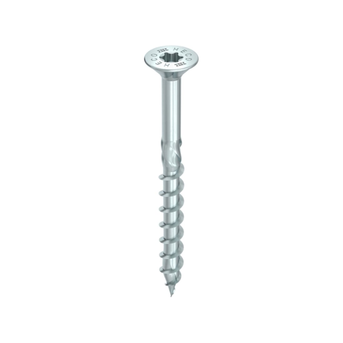 HECO Senkkopf TOPIX-plus 5,0 x 80 mit Frästaschen, HECO-Drive, Teilgewinde, verzinkt blau, A3K