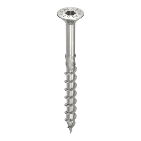 HECO Senkkopf TOPIX-plus mit Frästaschen A2 4,5 x 50, HECO-Drive, HD-25, Teilgewinde, blank, gleitbeschichtet