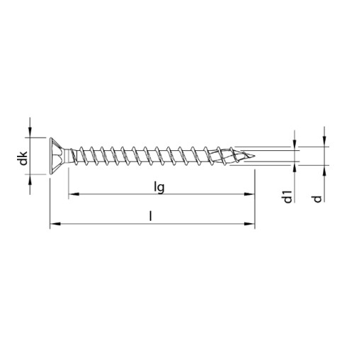HECO Senkkopf TOPIX-plus mit Frästaschen A2 4,5 x 50, HECO-Drive, HD-25, Variables Vollgewinde, blank, gleitbeschichtet