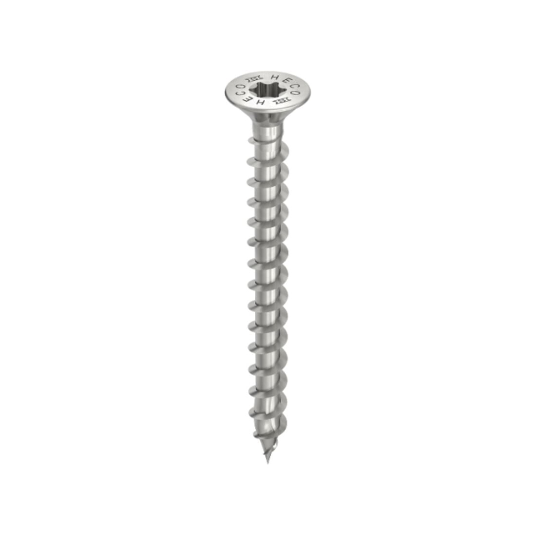 HECO Senkkopf TOPIX-plus mit Frästaschen A2 5,0 x 30, HECO-Drive, HD-25, Variables Vollgewinde, blank, gleitbeschichtet