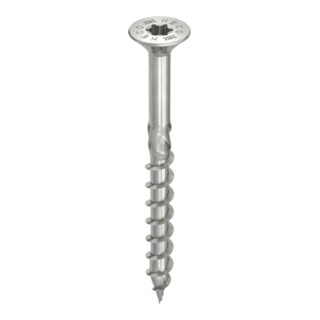 HECO Senkkopf TOPIX-plus mit Frästaschen A2, HECO-Drive, HD-25, Teilgewinde, blank, gleitbeschichtet