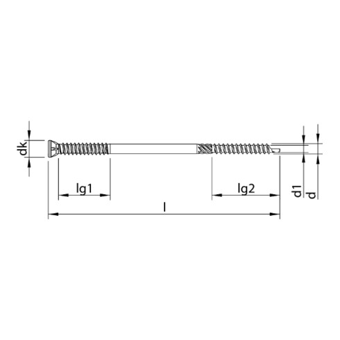 HECO Senkkopf TWIN mit Fräsrippen UD 7,5 x 270, T-Drive, UK-Gewinde, HP-beschichtet