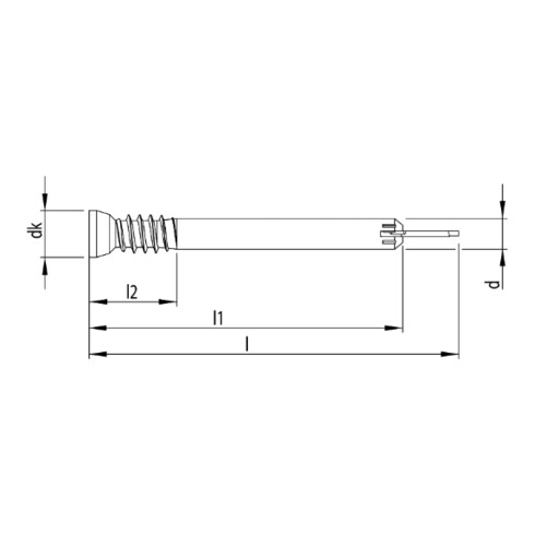 HECO Stabdübel WS-T 7,0 x 233, Zylindersenkkopf, T-Drive, UK-Gewinde, verzinkt blau, A2K, gleitbeschichtet