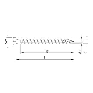 HECO-TOPIX-plus Sechskantkopf, Sechskant + T-Drive, VG, A3K