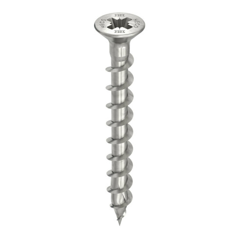 HECO-TOPIX-plus A2 4,5 x 40, Beschlagschraube, Senkkopf, Pozi-Drive, Variables Vollgewinde, blank, gleitbeschichtet