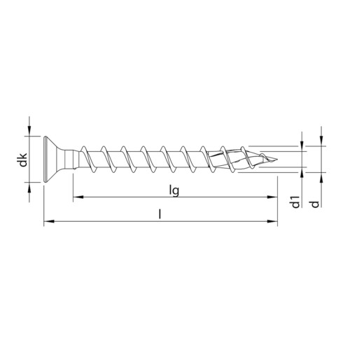 HECO-TOPIX-plus A2 4,5 x 40, Beschlagschraube, Senkkopf, Pozi-Drive, Variables Vollgewinde, blank, gleitbeschichtet