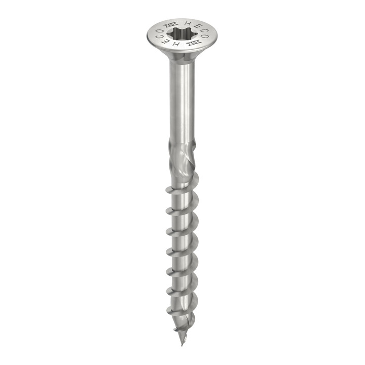 HECO Vis à tête fraisée TOPIX-plus avec poches d’usinage A2, HECO-Drive, HD-25, filetage partiel, brut, revêtement glissant