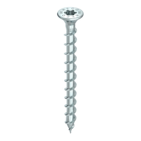 HECO-TOPIX-plus Beschlagschraube 3,5 x 40, Senkkopf mit Frästaschen, T-Drive, Vollgewinde, verzinkt blau, A3K