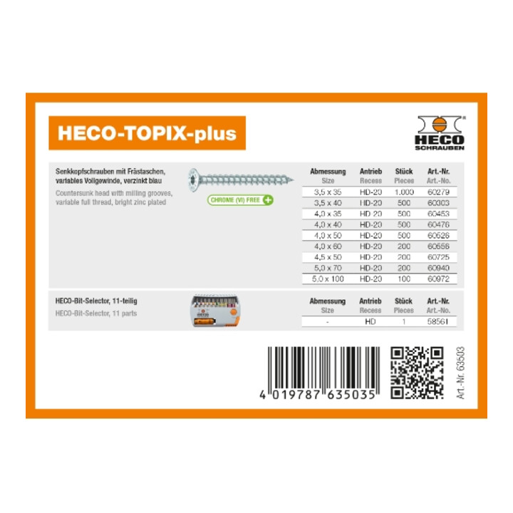 HECO-TOPIX-plus kit de démarrage "Menuisier"
