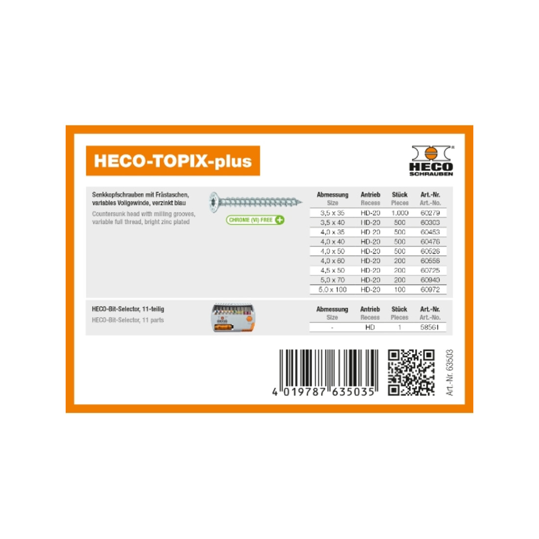 HECO-TOPIX-plus kit de démarrage "Menuisier"