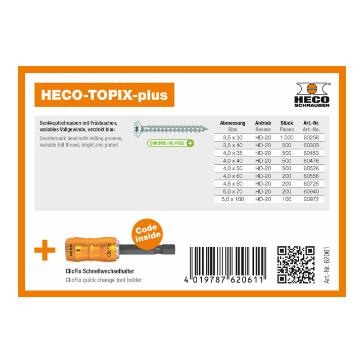 HECO-TOPIX-plus Starterset "Schreiner", Schraubensortiment