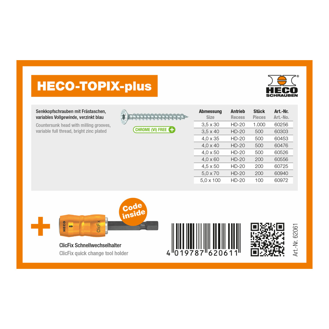 HECO-TOPIX-plus Starterset "Schreiner", Schraubensortiment